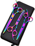 Pet Grooming Scissors,Sebami Tijeras de Peluquería Profesional para mascota, Pet Grooming Scissors 7.0 Pulgadas de Acero Inoxidable Premium Curved Dog Grooming Scissor Set para Perros Gatos Corte de Pelo
