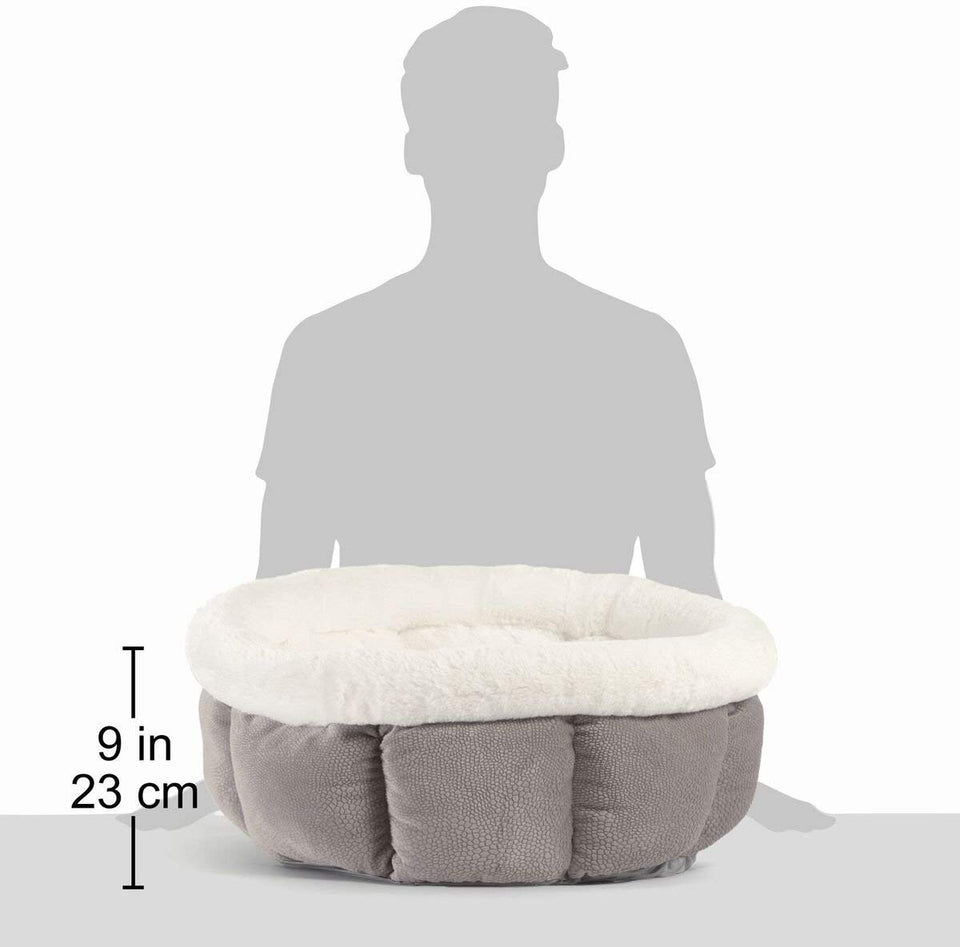 Best Friends by Sheri Cuddle Cup – Cama cómoda para Gatos y Perros – Paredes Altas para Mejorar el sueño (Varios tamaños), Gris, Pequeño