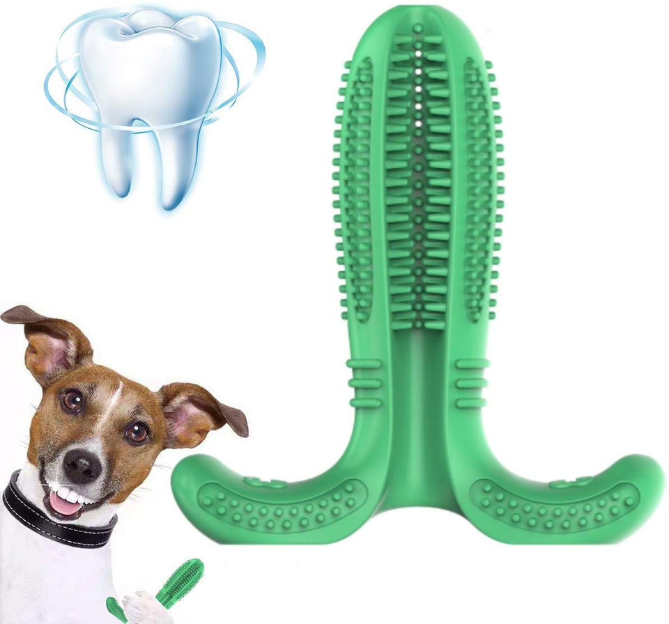 Cepillo de Dientes para Perros Caucho Limpieza de Higiene Dental Juguete para Masticar Limpiador Dientes Perros Cepillo para cepillos Dientes de Perro Mascotas Masajeador No Tóxico Resistente (Verde)