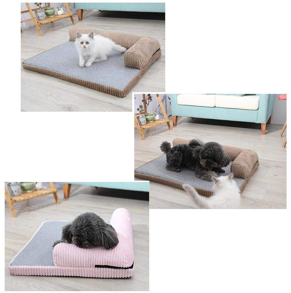 YQQWN Almohada para Sofá Cama Cat Dog Funda Extraíble Fácil De Lavar con Cama Inferior Antideslizante para Mascotas, M, Rosa