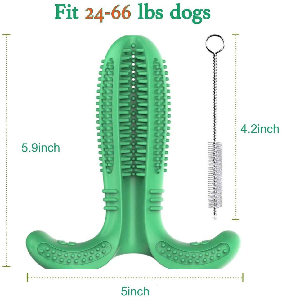 Cepillo de Dientes para Perros Caucho Limpieza de Higiene Dental Juguete para Masticar Limpiador Dientes Perros Cepillo para cepillos Dientes de Perro Mascotas Masajeador No Tóxico Resistente (Verde)