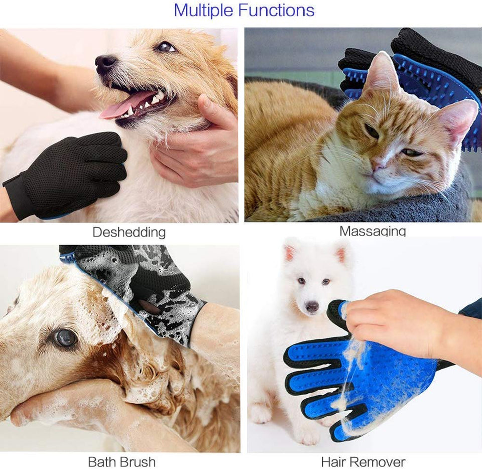 Guante de Mascotas Cepillo para Mascotas Guantes removedores de Pelo para Perros Gatos, Material Transpirable (2 Piezas)