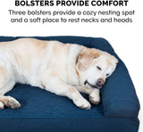 FurHaven Cooling Gel Memory Foam Orthopedic Quilted Dog Couch Sofa Bed for Dogs and Cats, Navy, Jumbo