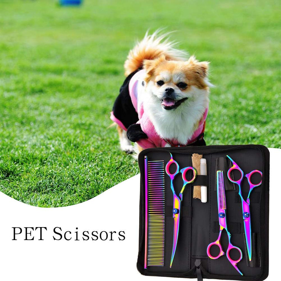 Pet Grooming Scissors,Sebami Tijeras de Peluquería Profesional para mascota, Pet Grooming Scissors 7.0 Pulgadas de Acero Inoxidable Premium Curved Dog Grooming Scissor Set para Perros Gatos Corte de Pelo
