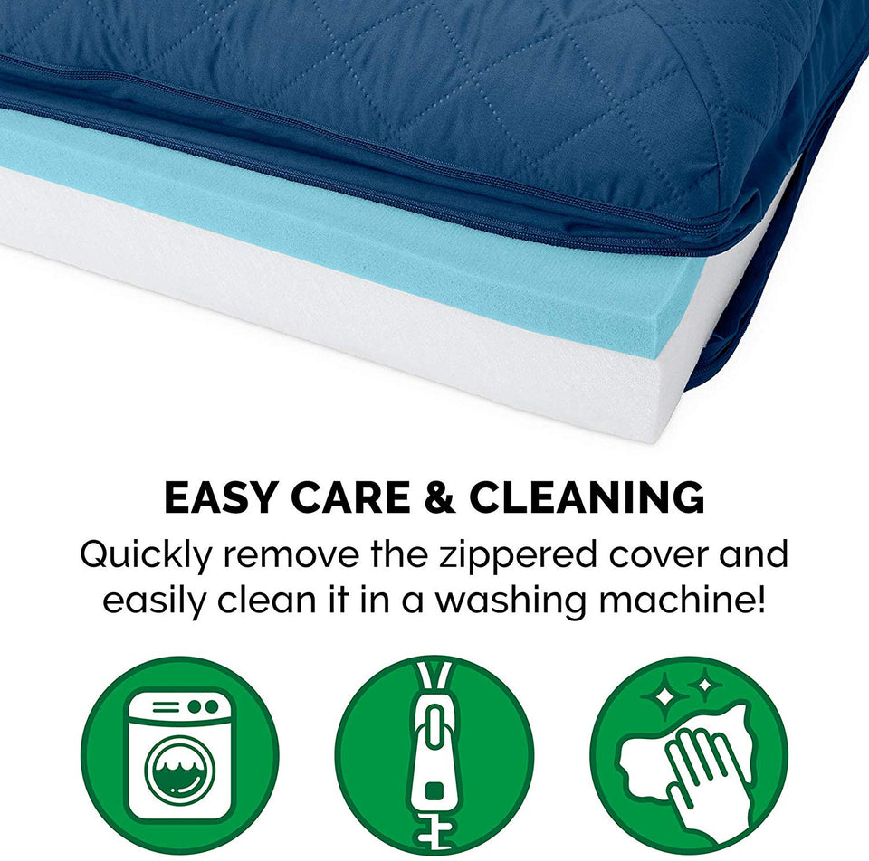 FurHaven Cooling Gel Memory Foam Orthopedic Quilted Dog Couch Sofa Bed for Dogs and Cats, Navy, Jumbo