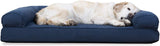 FurHaven Cooling Gel Memory Foam Orthopedic Quilted Dog Couch Sofa Bed for Dogs and Cats, Navy, Jumbo