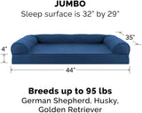 FurHaven Cooling Gel Memory Foam Orthopedic Quilted Dog Couch Sofa Bed for Dogs and Cats, Navy, Jumbo