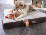 goDog Checkers Skinny Rooster With Chew Guard Technology Tough Plush Dog Toy, Brown, Small