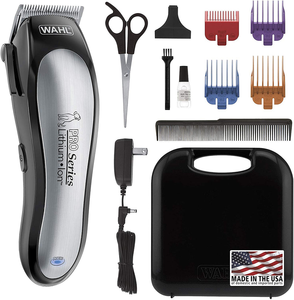 Wahl Litio Ion Pro Series Cortauñas inalámbrico para animales - Recargable Silencioso Bajo Ruido Heavy Duty Electric Dog & Cat Grooming Kit para razas pequeñas y grandes con capas gruesas y pesadas - Modelo 9766
