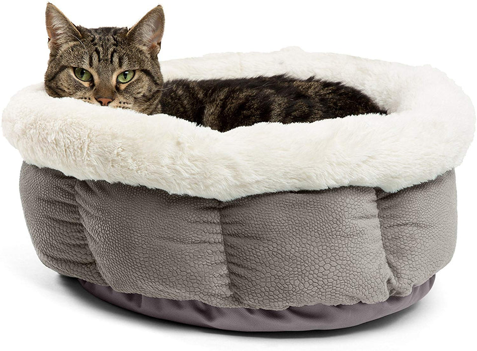 Best Friends by Sheri Cuddle Cup – Cama cómoda para Gatos y Perros – Paredes Altas para Mejorar el sueño (Varios tamaños), Gris, Pequeño